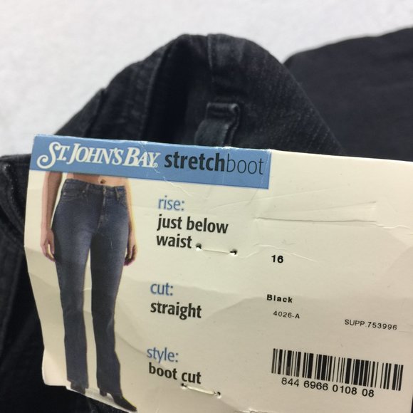 NWT St. John's Bay Straight Bootcut Jeans Size 16 Womans High Rise Faded Black - Picture 9 of 12